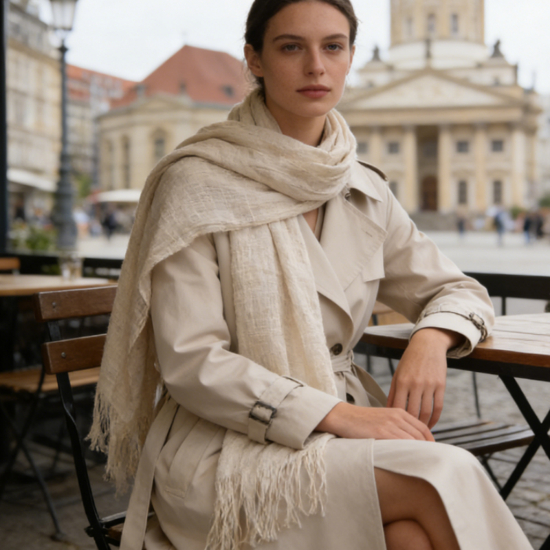 Leichter Schal aus Naturfasern – 100x190cm Große Stola – Weiches Halstuch für Damen, Ideal für Frühling & Sommer