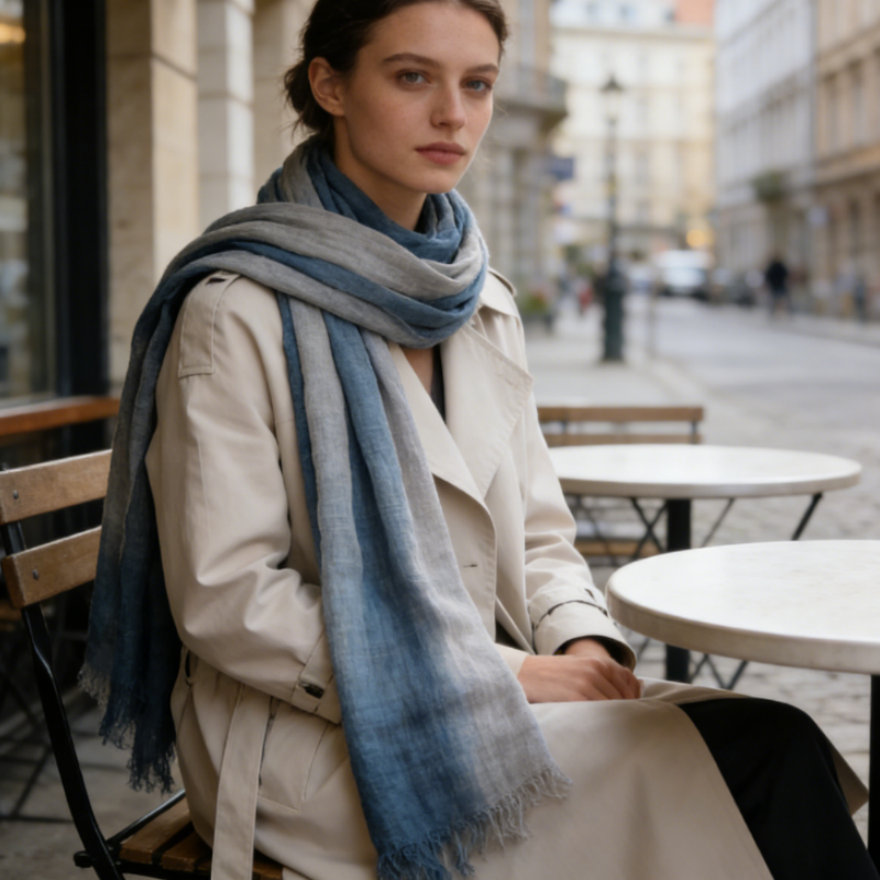 Premium XXL Schal im Zweifarbigen Design – 190x90cm Große Stola aus Naturfasern – Weiches Halstuch für Damen, Perfekt für die Übergangszeit