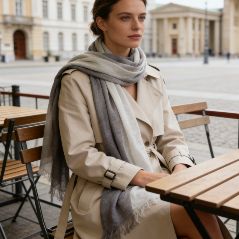 Premium XXL Schal im Zweifarbigen Design – 190x90cm Große Stola aus Naturfasern – Weiches Halstuch für Damen, Perfekt für die Übergangszeit