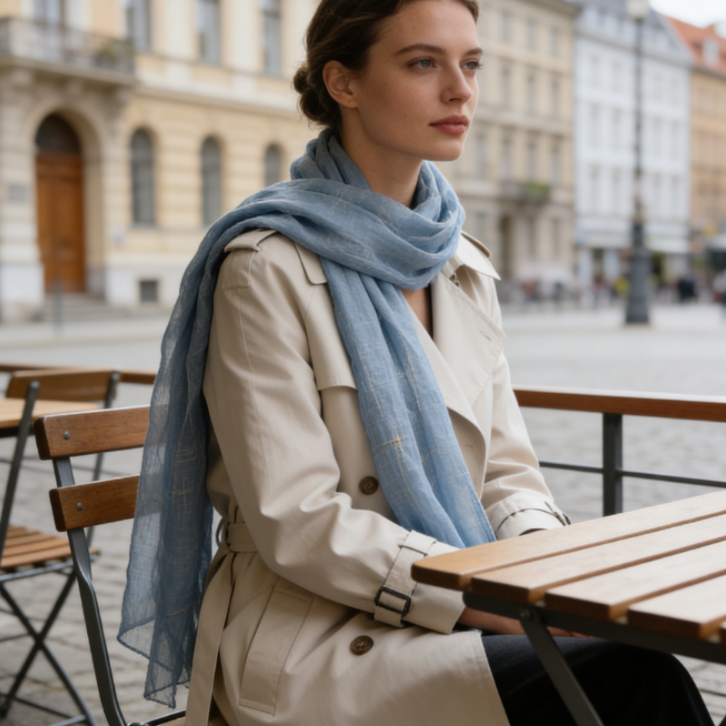 XXL Schal mit Edlem Rauten-Muster – 190x90cm Elegante Stola – Weiches Halstuch aus Naturfasern für Damen, Ideal als Frühlings-Accessoire