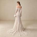 Langärmliges Meerjungfrau Abendkleid mit Spitze – Elegantes Maxikleid mit Schleppe