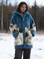 Flauschige Damen Winterjacke mit 3D-Katzen: Teddy-Fleece, Warm & Niedlich, S-5XL