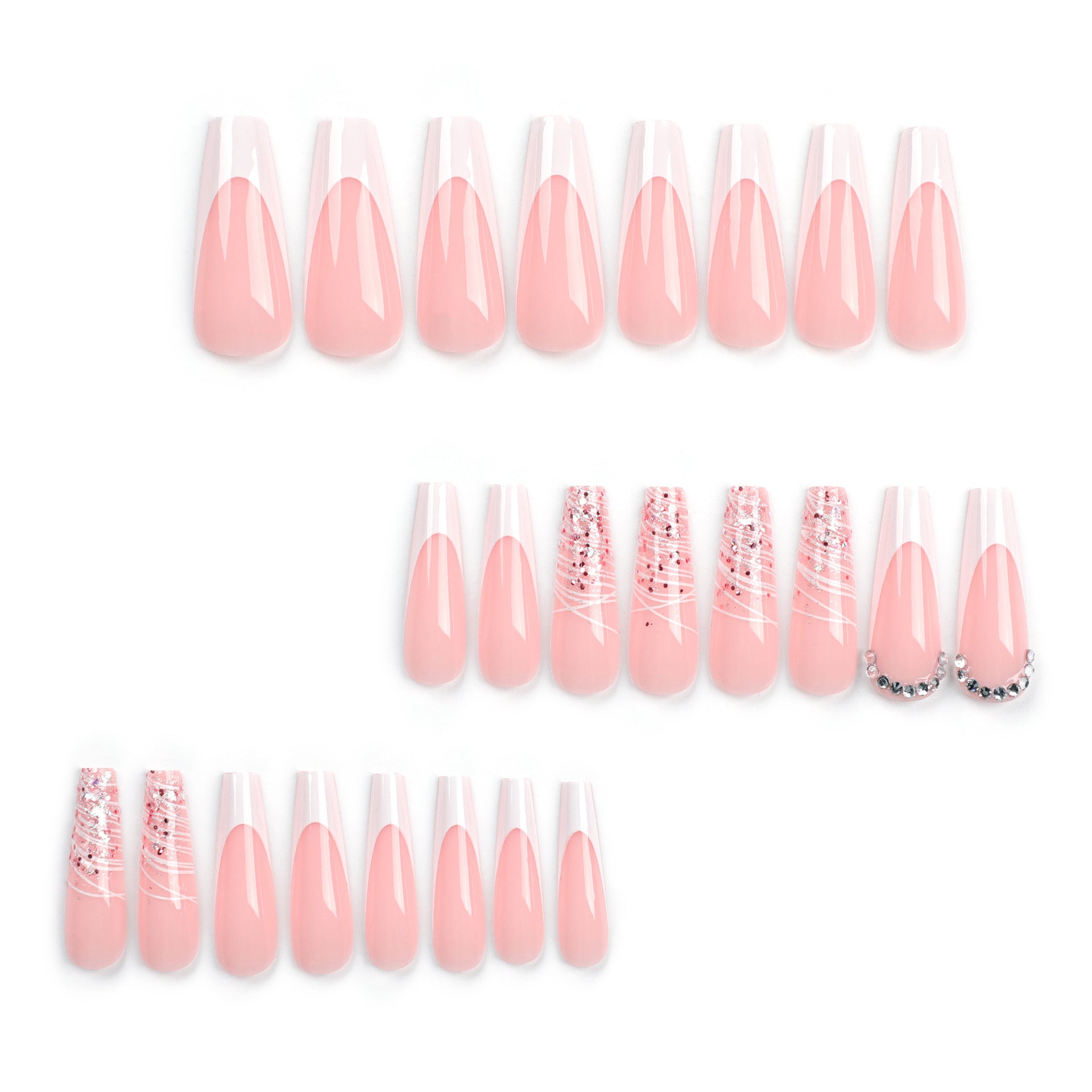 StarNagel Ballerina Nägel in Nude mit Weißem French und Strasssteinen