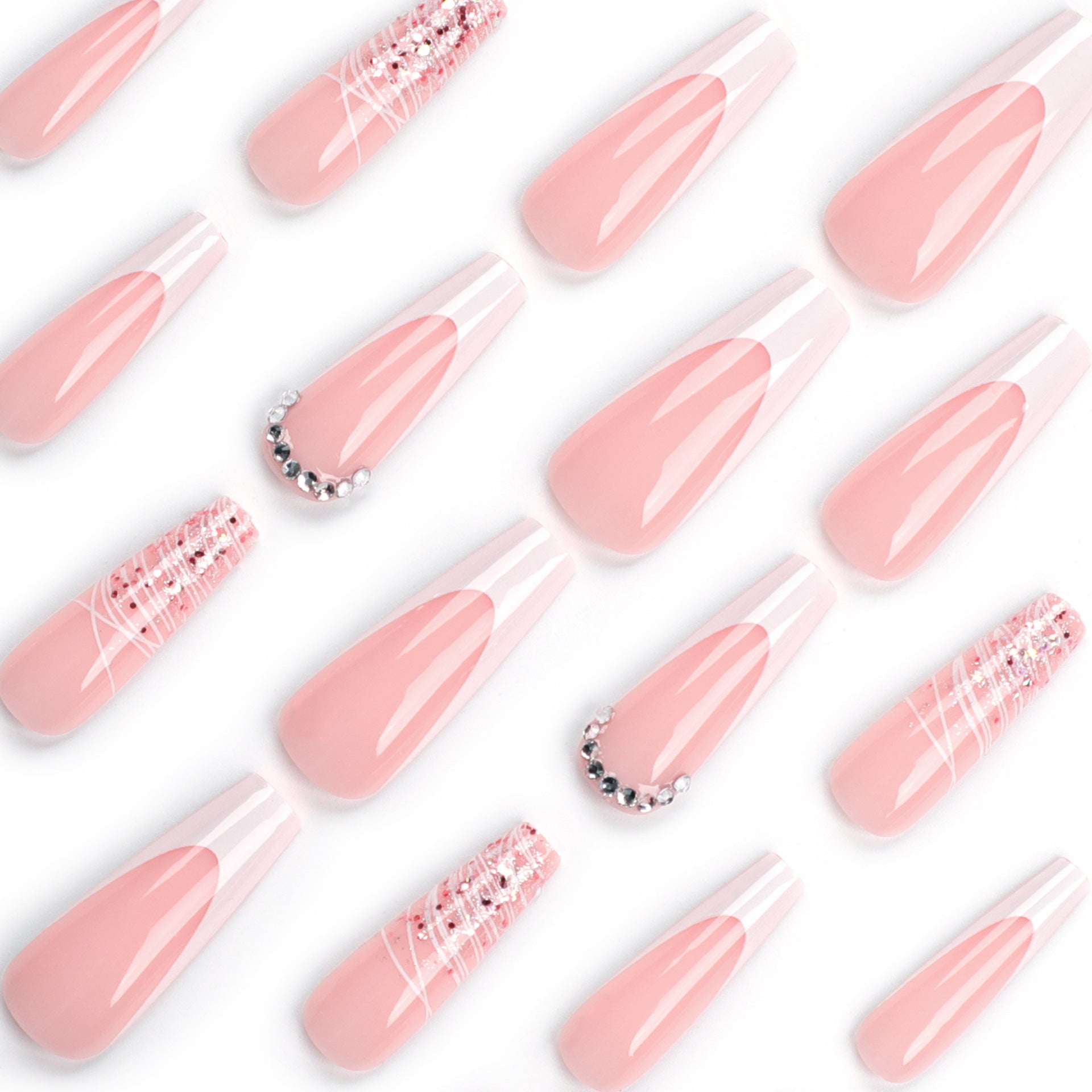 StarNagel Ballerina Nägel in Nude mit Weißem French und Strasssteinen