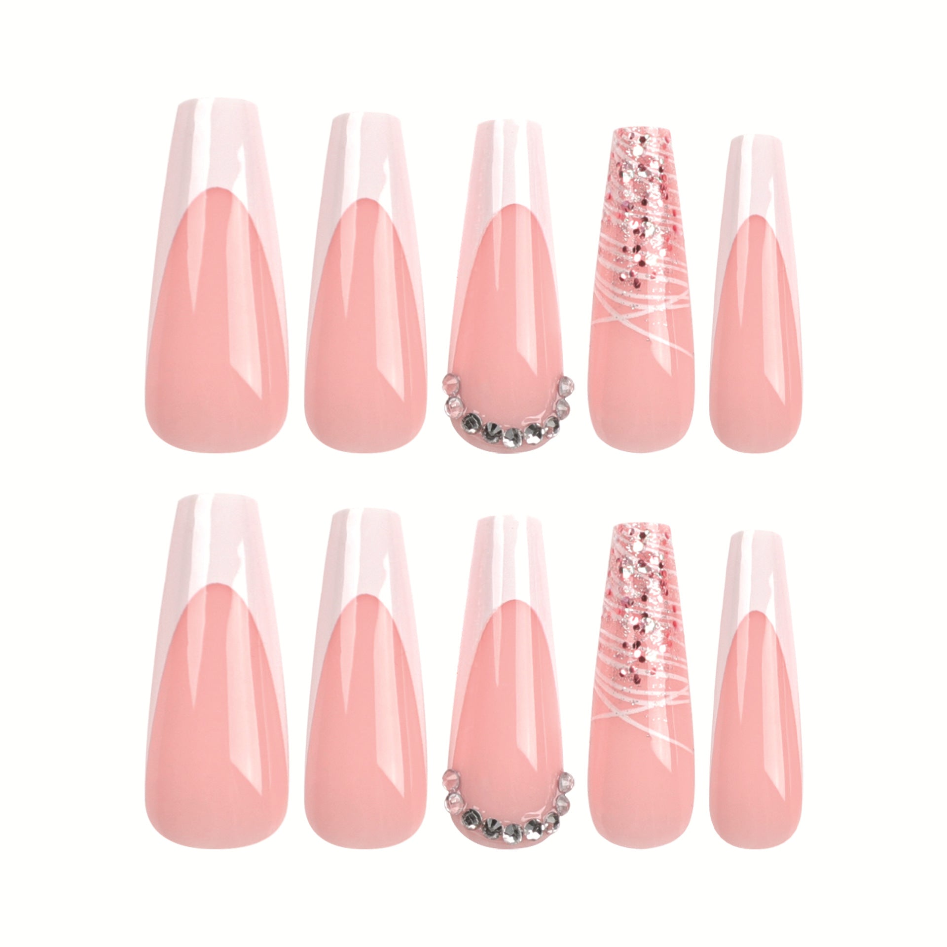 StarNagel Ballerina Nägel in Nude mit Weißem French und Strasssteinen