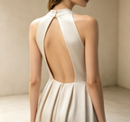 Halterneck Satin Abendkleid Elegant Maxi mit Beinschlitz Neckholder Ballkleid Ärmellos Bodenlang für Damen