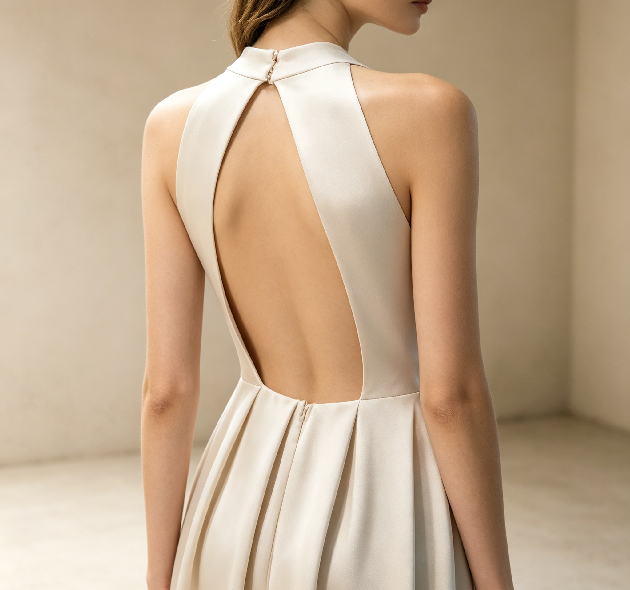Halterneck Satin Abendkleid Elegant Maxi mit Beinschlitz Neckholder Ballkleid Ärmellos Bodenlang für Damen