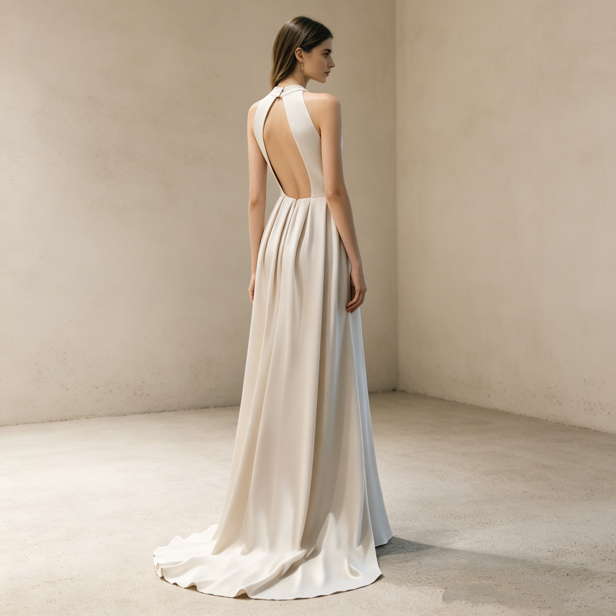 Halterneck Satin Abendkleid Elegant Maxi mit Beinschlitz Neckholder Ballkleid Ärmellos Bodenlang für Damen