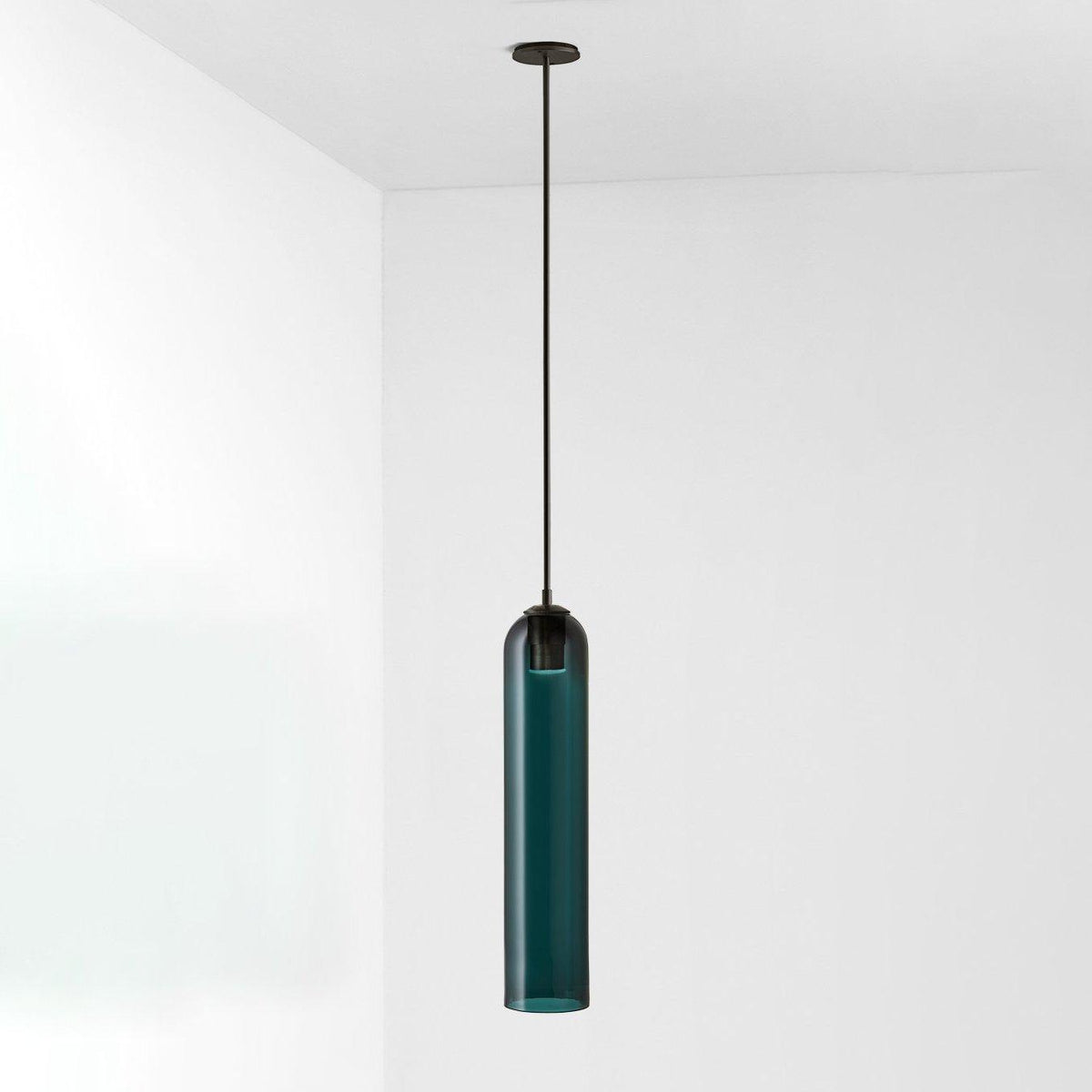 Long Tube Glass Pendant Light ? 3.9″ x H 47.2″ / Dia 10cm x H 120cm / Black / Blue Pendant light