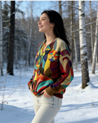 Abstrakter Damen Sweatshirts: Buntes Katzen-Motiv, 3D-Print & Moderne Kunst-Optik Größe S-5XL