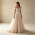 Elegantes A-Linien Abendkleid mit V-Ausschnitt – Stilvolles Maxi-Festkleid mit Spitze
