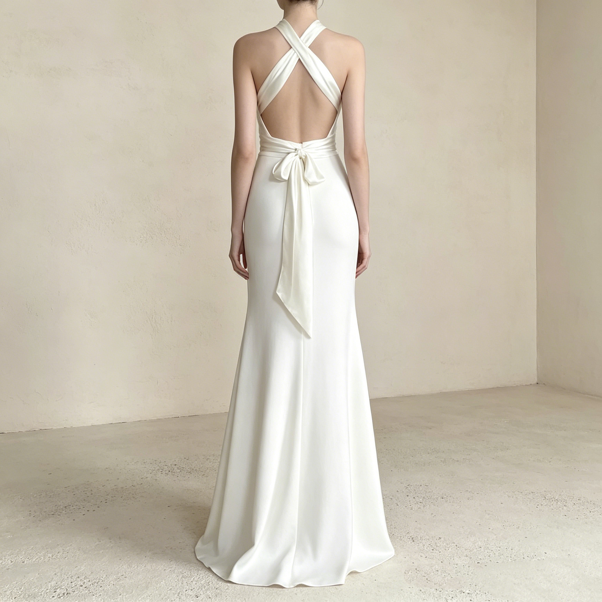 Halterneck Satin Abendkleid Elegant Maxi mit Beinschlitz Neckholder Ballkleid Ärmellos Bodenlang für Damen