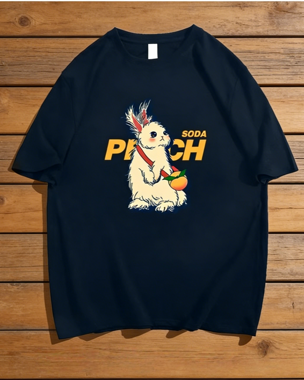 Damen T-Shirt Schwarz mit Hasen-Print: Stylisches Grafik-Shirt im Vintage-Look, Locker geschnittenes Baumwollshirt, Casual Streetwear(Frühling/Sommer/Herbst) S-3XL