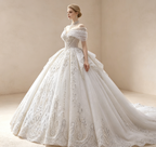 Off-Shoulder Abendkleid mit Spitze Elegant Ballkleid Bestickt