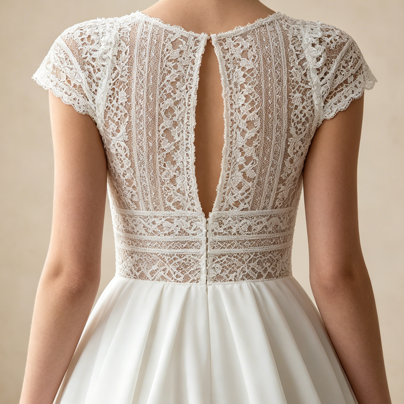 Festliches A-Linien Maxikleid mit Spitze | Elegantes Abendkleid Weiß kurzarm