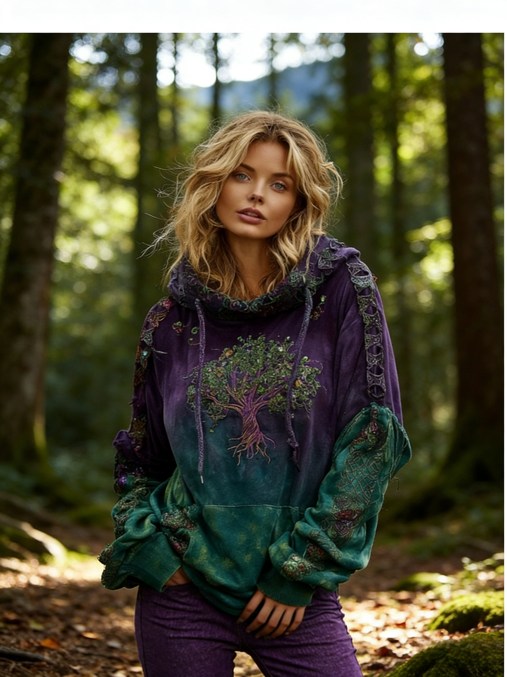 Damen Vintage Wikinger Lebensbaum Gemütliche Wärme Kapuzenpullover Size S-5XL