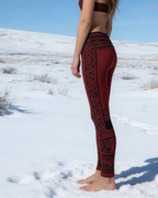 Viking Leggings Weinrot: 3D-Print Keltisch, Blickdicht, Push Up Yoga-Hose Sport Fit Größe S-5XL