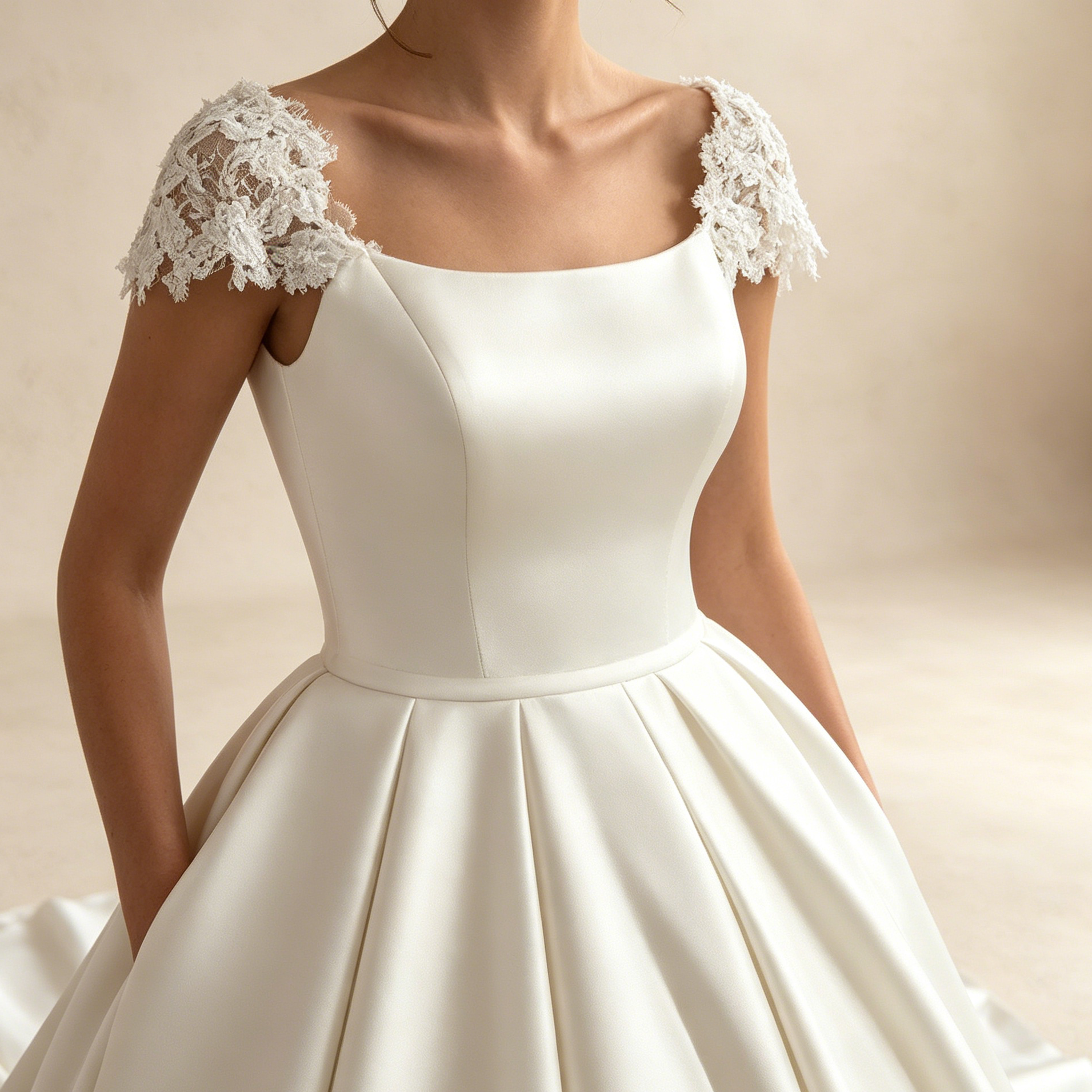 Bodenlanges A-Linien Gala-Kleid Weiß mit Schleppe | Minimalistisches Maxikleid