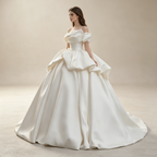 Off-Shoulder Satin Abendkleid Elegant Ballkleid Maxi mit Faltenrock XS-3XL - Auf Lager