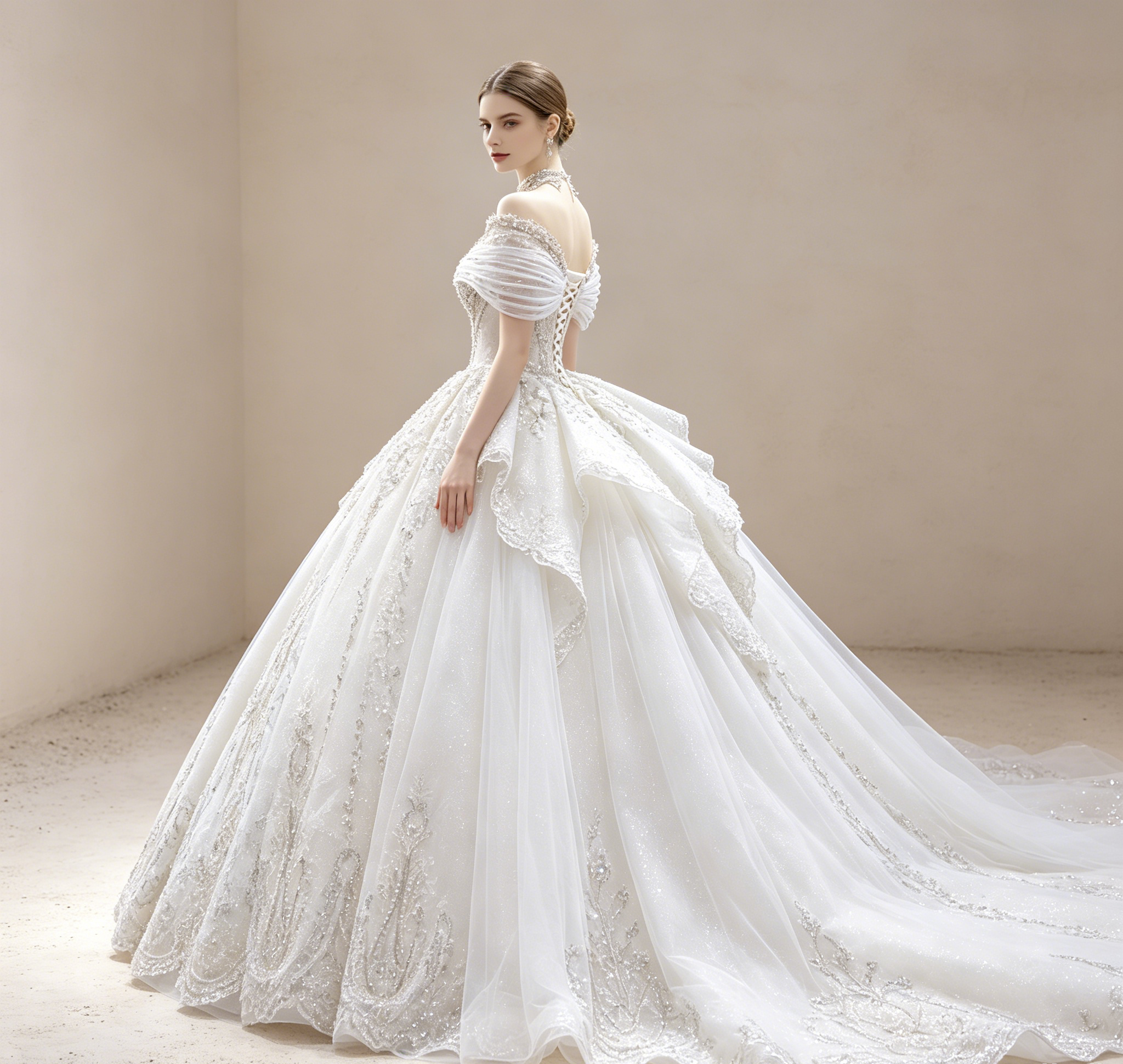 Off-Shoulder Abendkleid mit Spitze Elegant Ballkleid Bestickt