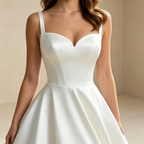 Bodenlanges A-Linien Festkleid Weiß mit Schleppe | Minimalistisches Maxikleid