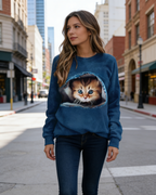 3D-Druck Damen Sweatshirt Schwarz-Weiß: Süße Katze Design, Kontrastfarben mit Reißverschluss, Casual Langarmshirt S-5XL