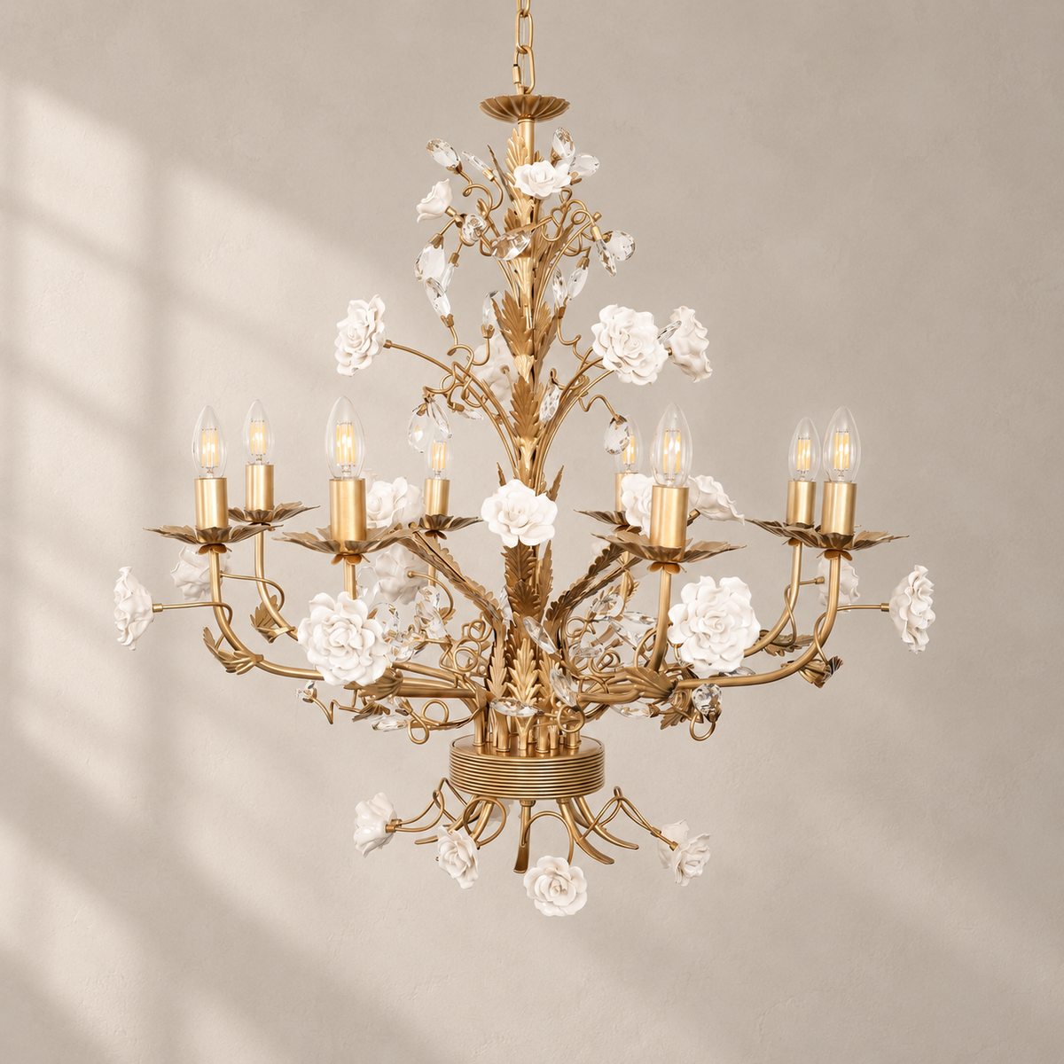 White Rose Crystal Chandelier