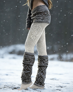 Viking Leggings Weiß Grau: 3D-Print Keltisch, Blickdicht, Push Up Yoga-Hose Fit Größe S-5XL