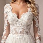 Elegantes High-Neck Abendkleid lang mit Spitze | Weißes Prinzessin Gala-Kleid