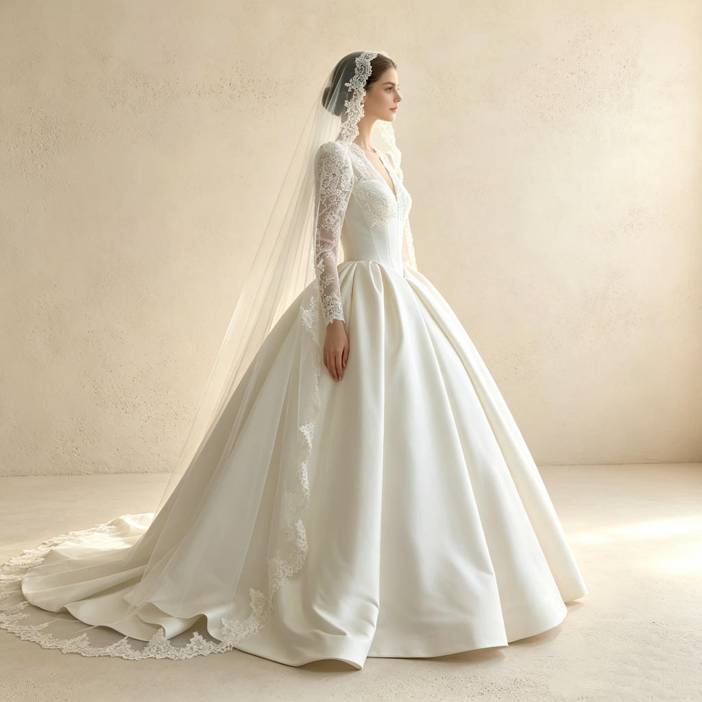 Elegantes A-Linien Abendkleid mit Spitze und Satin-Rock – Premium Festkleid