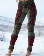 Viking Leggings Weinrot: 3D-Print Keltisch, Blickdicht, Push Up Yoga-Hose Sport Fit Größe S-5XL