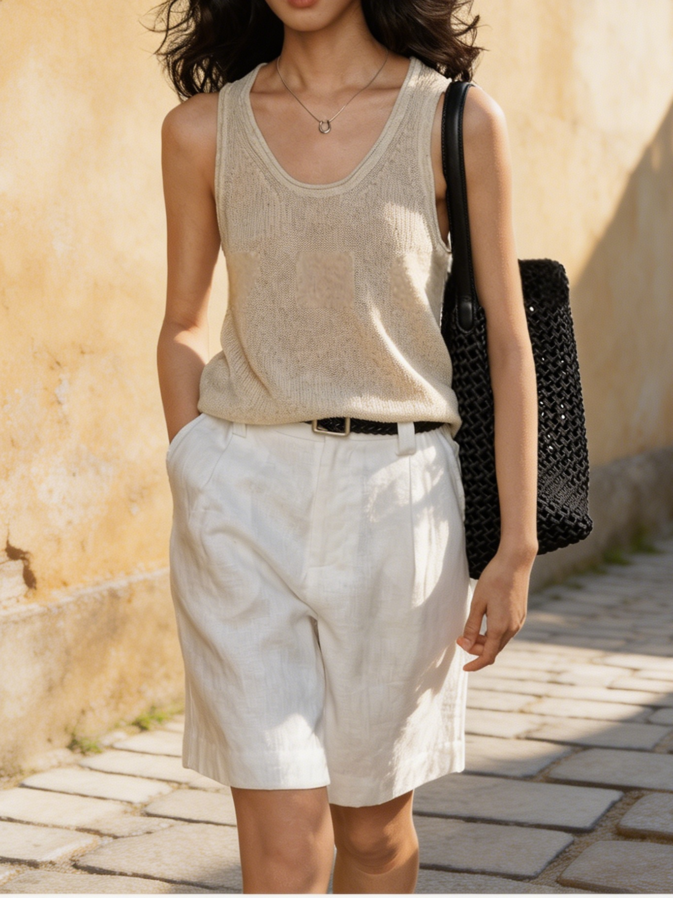 Weiße Leinen-Shorts: Nachhaltig, Luftig & Locker, Damen Bermuda Hose S-XL