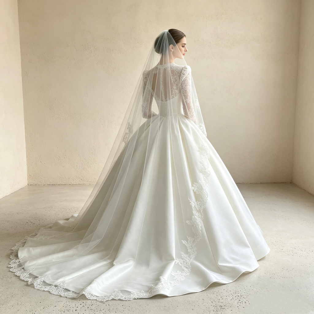 Elegantes A-Linien Abendkleid mit Spitze und Satin-Rock – Premium Festkleid