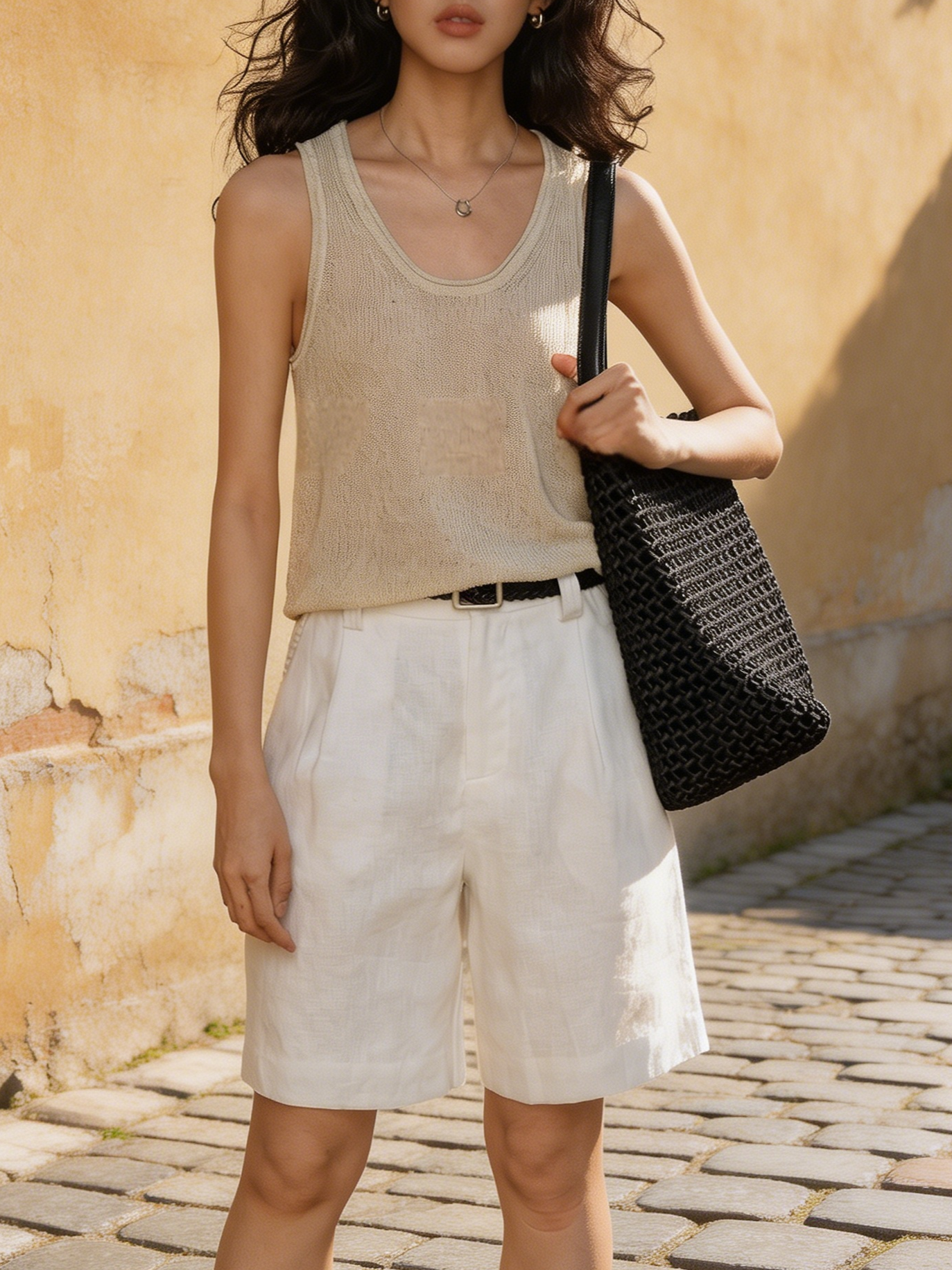 Weiße Leinen-Shorts: Nachhaltig, Luftig & Locker, Damen Bermuda Hose S-XL