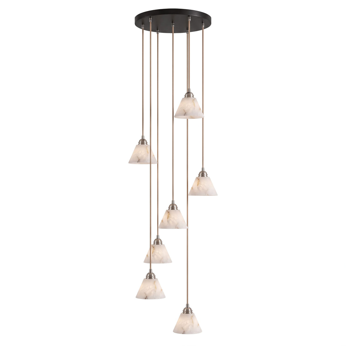 Conical Alabaster Brass Pendant Lamp