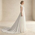 Elegantes V-Ausschnitt Abendkleid mit Spitze | Weißes Chiffon Gala-Kleid