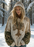 3D-Druck Damen Wikinger Lebensbaum Winter-Wärme 3D-Druck Kapuzenpullover – Größe S-5XL