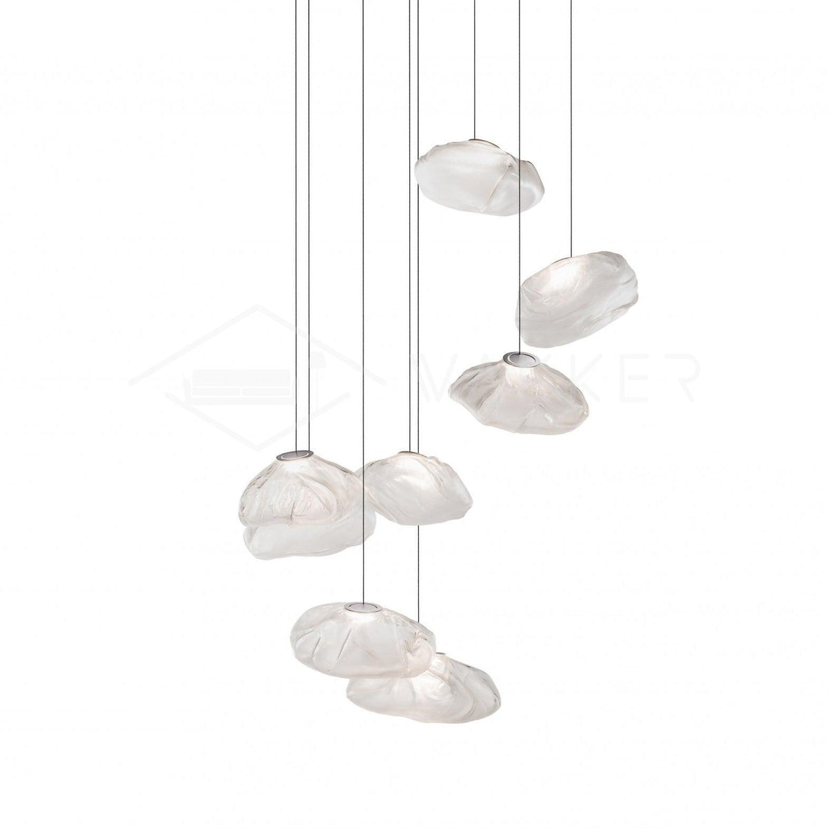 Blown Glass Random Pendant Light 8heads Dia 30cm Round canopy / Transparent glass Pendant light