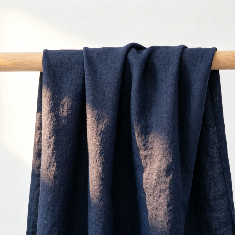 Meterware Tencel-Leinen Gemisch – Hochwertiger Stoff für Kleidung & Deko – 135 x 100 cm -Marineblau