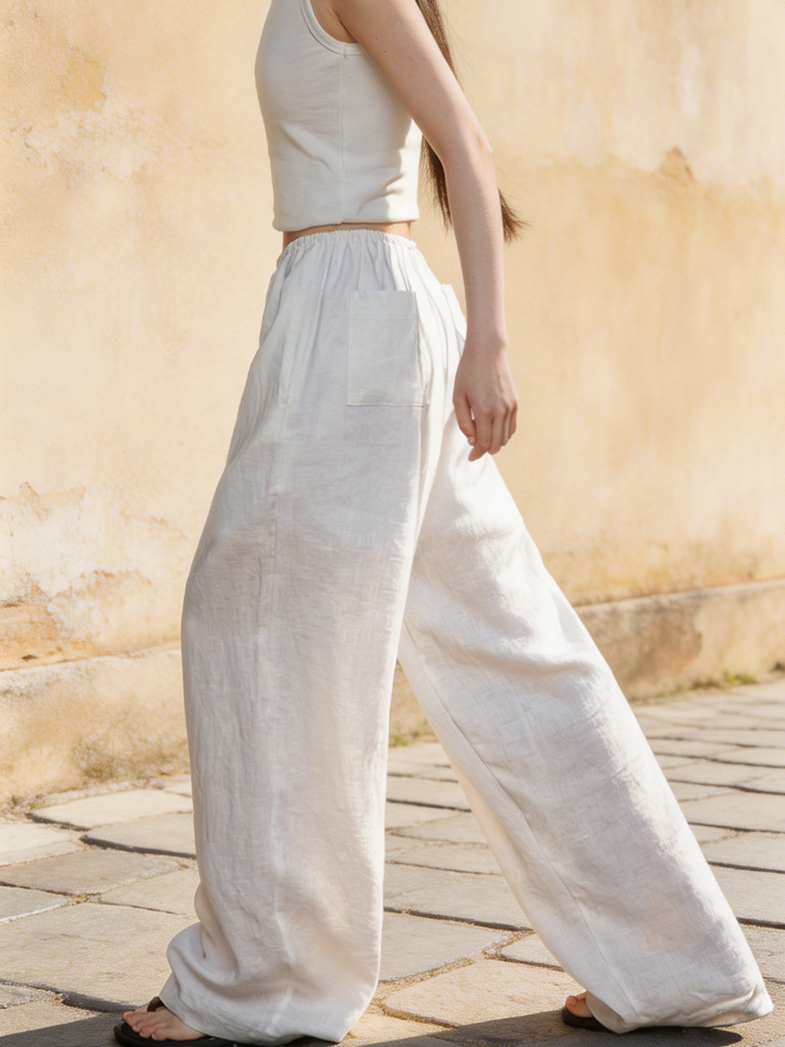 Weiße Leinenhose Damen: Nachhaltig, Luftig & High Waist, Wide Leg Hose S-XL