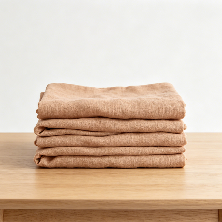 Reinleinen Stoff Meterware (135cm Breit) – 0,5m Naturleinen in Oatmeal-Optik Pfirsichbeige