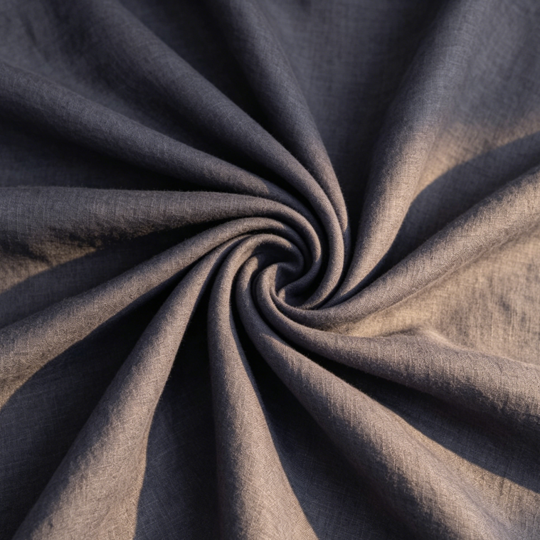 Reinleinen Stoff Meterware (135cm Breit) – 0,5m Naturleinen in Oatmeal-Optik Blau