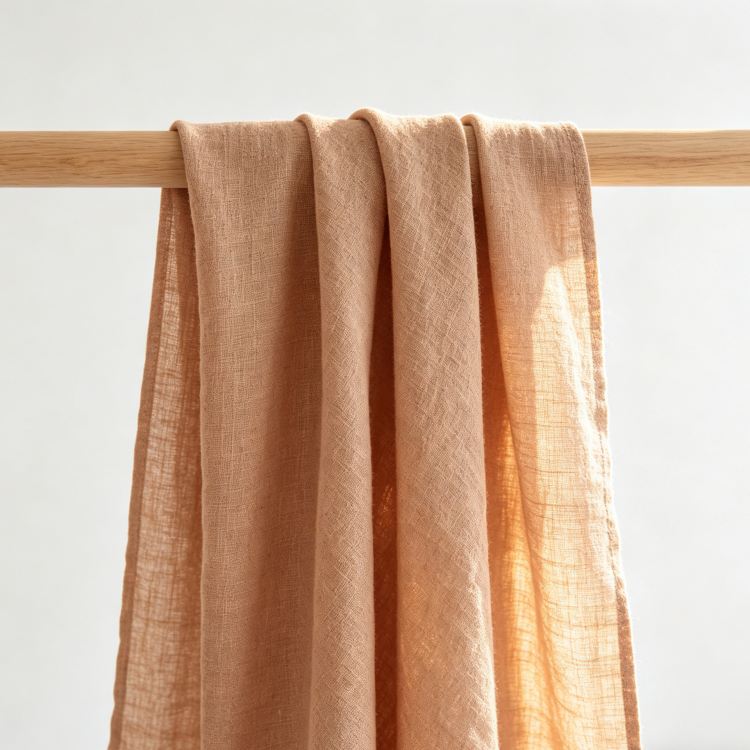 Reinleinen Stoff Meterware (135cm Breit) – 0,5m Naturleinen in Oatmeal-Optik Pfirsichbeige