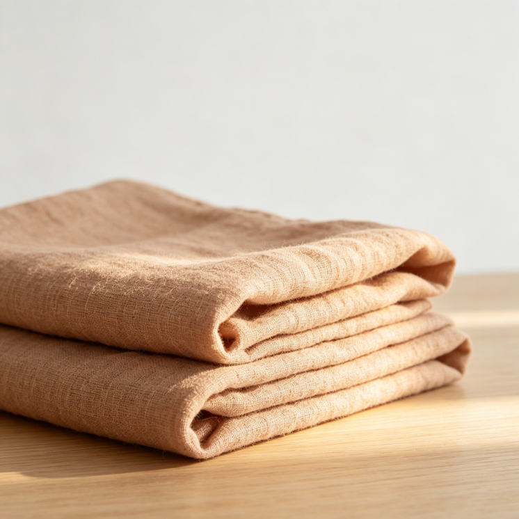 Reinleinen Stoff Meterware (135cm Breit) – 0,5m Naturleinen in Oatmeal-Optik Pfirsichbeige