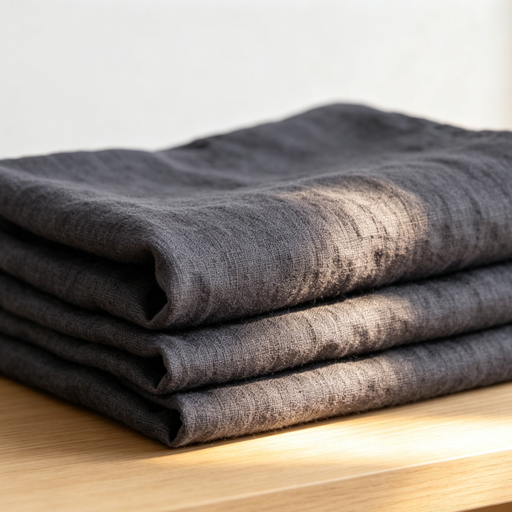 Reinleinen Stoff Meterware (135cm Breit) – 0,5m Naturleinen in Oatmeal-Optik Blau