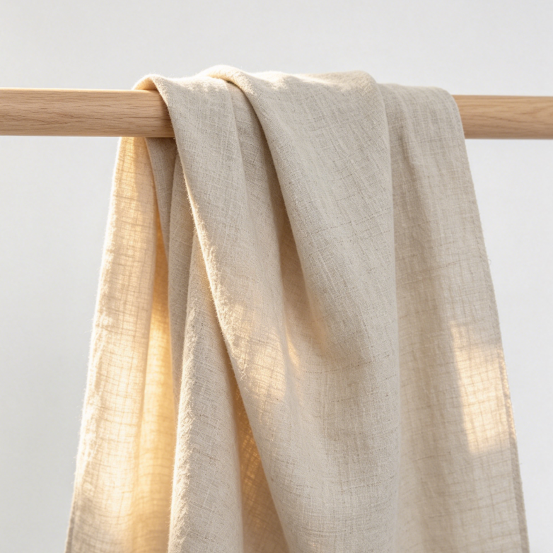 Meterware Tencel-Leinen Gemisch – Hochwertiger Stoff für Kleidung & Deko – 135 x 100 cm -Leinenfarben