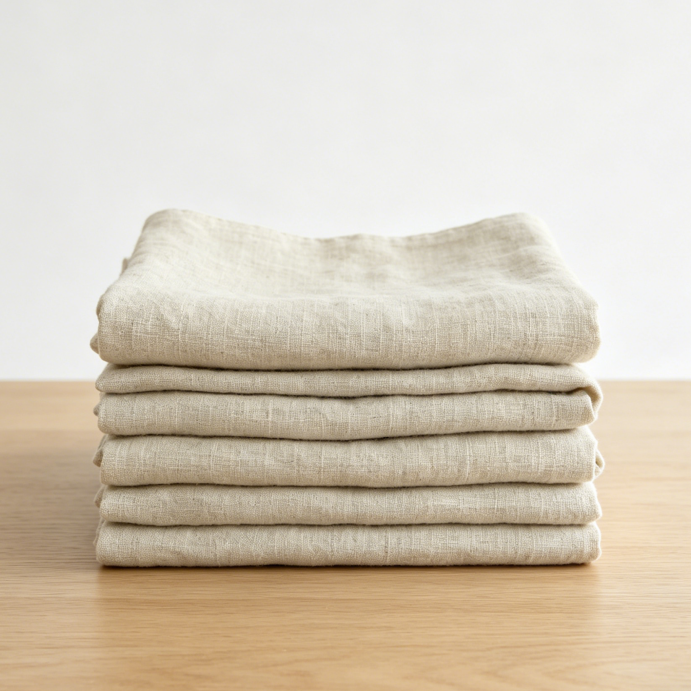 Reinleinen Stoff Meterware (135cm Breit) – 0,5m Naturleinen in Oatmeal-Optik Beige