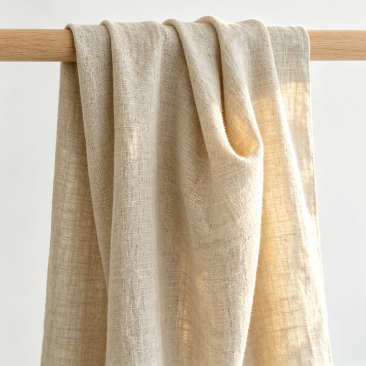 Reinleinen Stoff Meterware (135cm Breit) – 0,5m Naturleinen in Oatmeal-Optik Beige