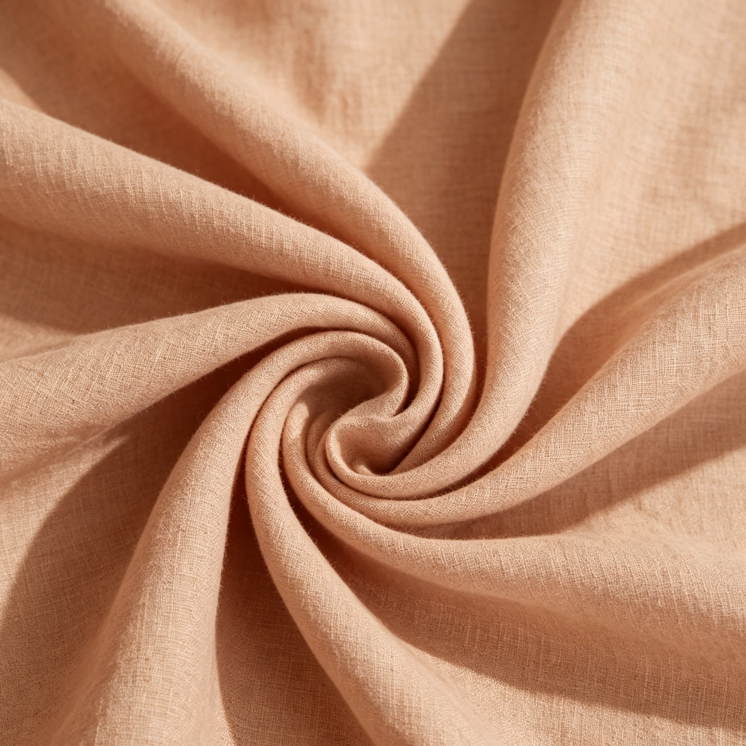 Reinleinen Stoff Meterware (135cm Breit) – 0,5m Naturleinen in Oatmeal-Optik Pfirsichbeige