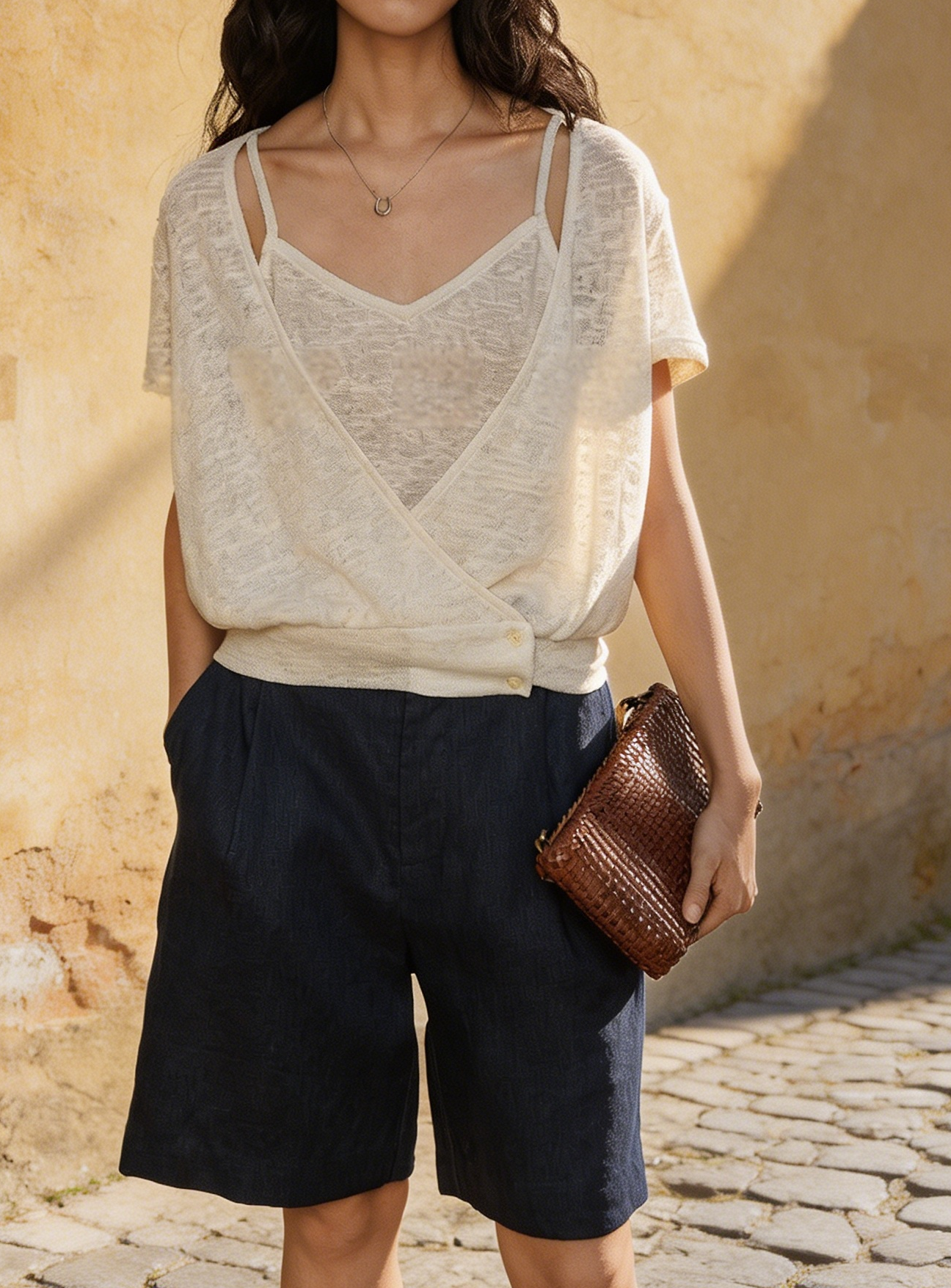 Blaue Leinen-Shorts: Nachhaltig, Luftig & Locker, Damen Bermuda Hose S-XL